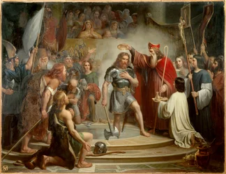 Die Taufe von Clovis in Reims am 25. Dezember 496.