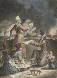 Türkische Frauen backen Brot, 1790