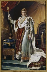 Porträt von Kaiser Napoleon I. Bonaparte (1769-1821) in Krönungsgewändern