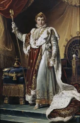 Porträt von Kaiser Napoleon I. Bonaparte in seinen Krönungsroben, ca. 1804