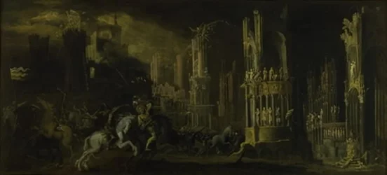Architektonische Fantasie mit der Bekehrung von Saul (St. Paul)