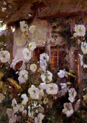 Ende des Tages, Frauen im Garten in der Dämmerung