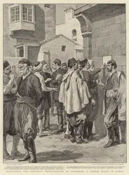 Diskussion über die Proklamation der Autonomie des Admirals, Straßenszene in Canea