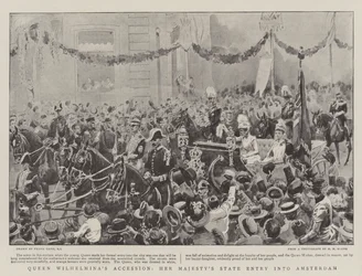 Königin Wilhelminas Thronbesteigung, der Staatseintritt Ihrer Majestät in Amsterdam