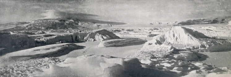 Der untere Koettlitz-Gletscher, zeigt die Wirkung von Tauwasser, ca. 1911, 1913