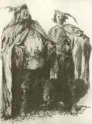 Sir John Falstaff und Pistol (Gravur)