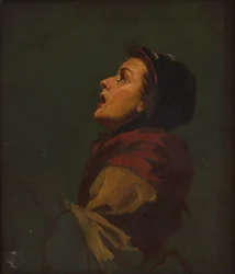 Studie einer Frau, die zum Himmel schaut