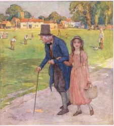 Es war ein sehr kleiner Ort. Die Männer und Jungen spielten Cricket auf dem Grün, ca. 1920