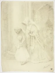 Dame und Mädchen in der Kirche
