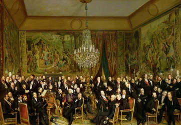 Der Salon von Alfred Emilien, Comte de Nieuwerkerke 1811-1892 im Louvre, 1855
