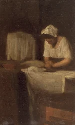 Eine Frau bügelt, Die Wäscherin, ca. 1850