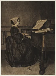 Frau am Spinett, 1860