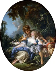 Ein Schäfer und eine Schäferin in einem Waldlandschaft, 1761