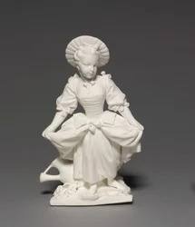 Figur der Tänzerin, hergestellt von der Vincennes-Fabrik, modelliert von Pierre Blondeau, 1748-1752