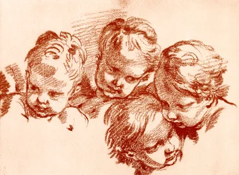 Vier Studien von Kinderköpfen