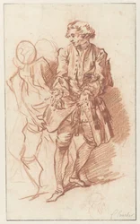 Studie für La Flèche, dessen Taschen von Harpagon durchsucht werden (Illustration von L