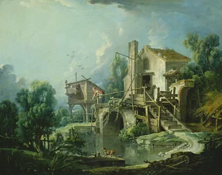 Die Quiquengrogne-Windmühle in Charenton, oder die Charenton-Windmühle, ca. 1750-60