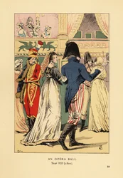 Modische Gäste bei einem Maskenball