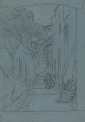 Blick auf eine Straße in Sorrento (verso)