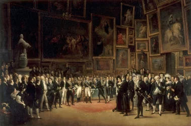 Charles X verteilt Auszeichnungen an Künstler, die im Salon von 1824 im Louvre ausstellen