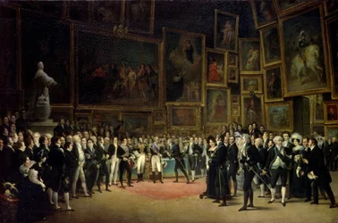 Charles X. überreicht den Künstlern am Ende der Ausstellung von 1824 Auszeichnungen