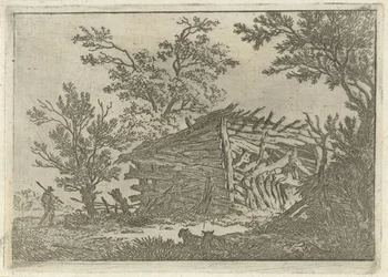 Landschaft mit verfallener Bauernscheune