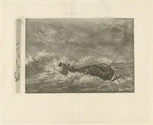 Stürmische See mit sinkendem Schiff