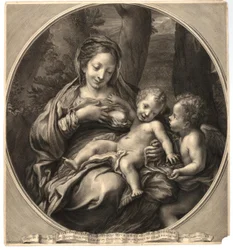 Madonna del Latte (Jungfrau und Kind mit einem Engel), nach Correggio