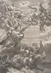 Die heilige Dreifaltigkeit mit dem heiligen Michael, der einen sechsköpfigen Drachen besiegt