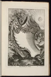 Kartusche mit Füllhorn und Sonne, Buch der unregelmäßigen Kartuschen