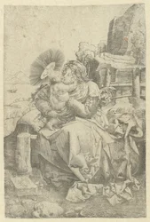 Madonna mit Kind in einer Landschaft
