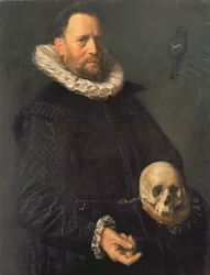 Porträt eines Mannes, der einen Schädel hält, ca. 1611-12