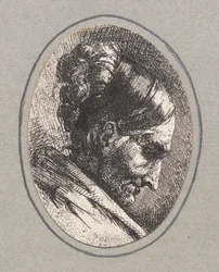 Kopf einer alten Frau, Profil nach rechts