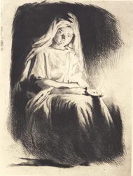 Frau mit Lampe