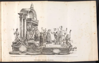 Zweiter Prunkwagen im Umzug für den Heiligen Rombout, 1825