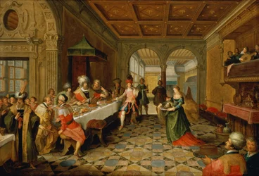 Salome präsentiert das Haupt von Johannes dem Täufer König Herodes
