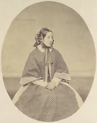 [Junge Frau im gepunkteten Kleid], 1850er-60er Jahre