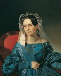 Dame im blauen Kleid