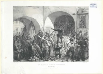 Die Barrikade an der k. k. Universität am 26. Mai 1848