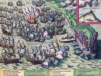 Kämpfe vor der Küste von Gibraltar, gedruckt am 25. Mai 1607