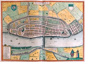 Kampen und der Fluss IJssel, Niederlande (Gravur)