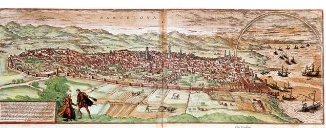 Karte von Barcelona - Spanien (Gravur)