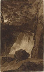 Ein Wasserfall im Mondlicht