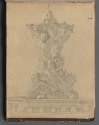 Album mit Ansichten von Rom und Umgebung, Landschaftsstudien, Seite 21a: Römischer Brunnen
