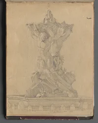 Album mit Ansichten von Rom und Umgebung, Landschaftsstudien, Seite 21a: Römischer Brunnen