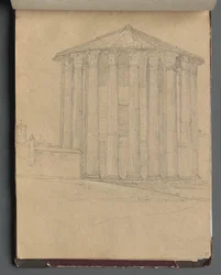 Album mit Ansichten von Rom und Umgebung, Landschaftsstudien, Seite 32a: Römischer Tempel