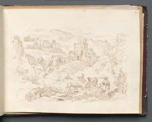 Album mit Ansichten von Rom und Umgebung, Landschaftsstudien, Seite 43a: Römische Landschaft