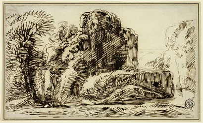Felsen, Bäume und Fluss