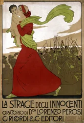 Plakat für „La strage degli innocenti“, Oratorium des italienischen Komponisten Don Lorenzo Perosi (1872-1956). Zeichnung von F. Laskoff