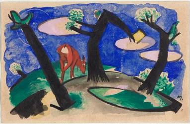 Landschaft mit rotem Tier